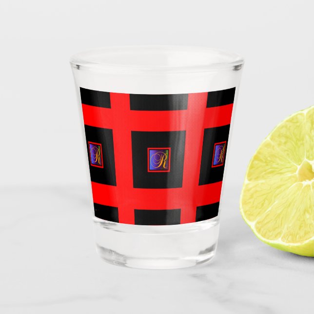 INITIAL R MONOGRAM Repeat  Shot Glass (Front)