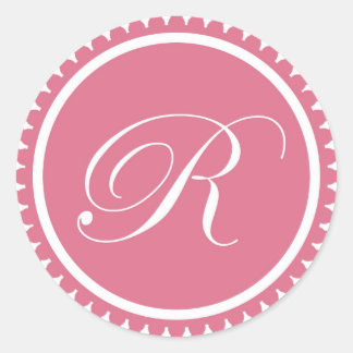 Initial R princess pink monogram seal party favour