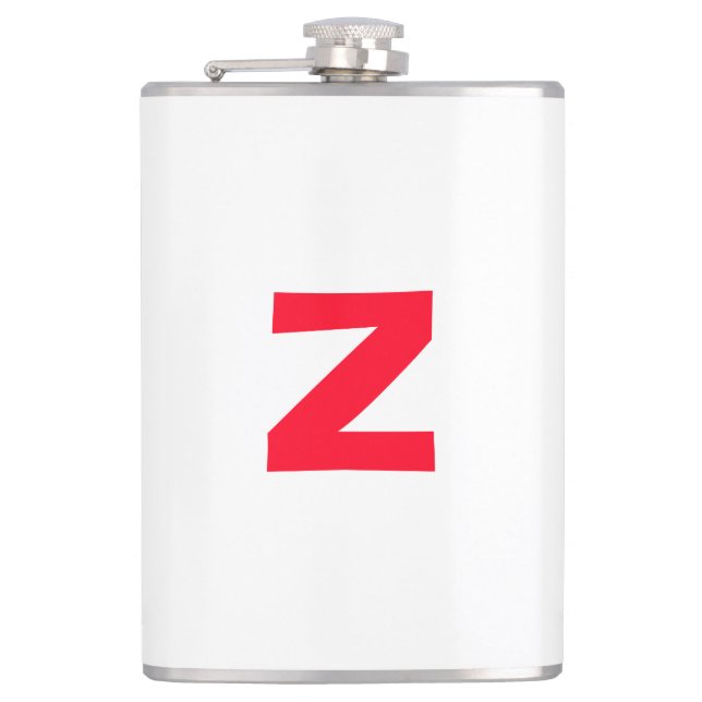 Initial Red Monogrammed Huge Letter Own Name Hip Flask (Front)