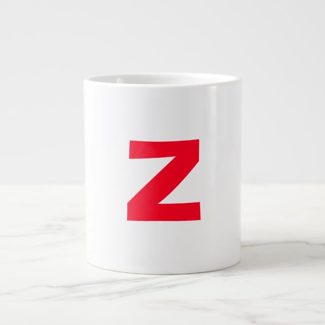 Initial Red Monogrammed Huge Letter Own Name Large Coffee Mug (Front)
