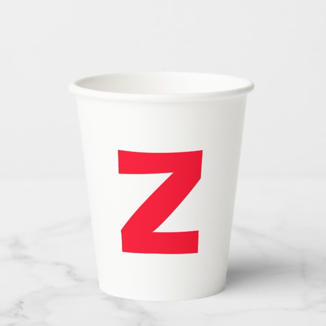 Initial Red Monogrammed Huge Letter Own Name Paper Cups (Front)