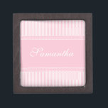 Initial S girls name pink stripes jewellery box<br><div class="desc">Monogram initial letter S customisable,  personalised girls name pink and white stripes and polka dots gift box,  jewellery box,  trinket box.  great gift idea for girls,  women,  ladies.  Change name to suit your requirements</div>