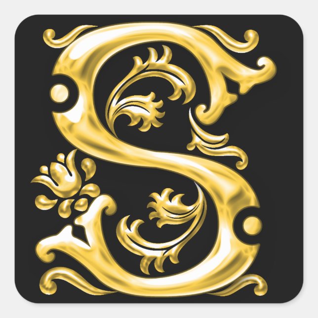 Initial S Monogram Sticker in Gold (Front)