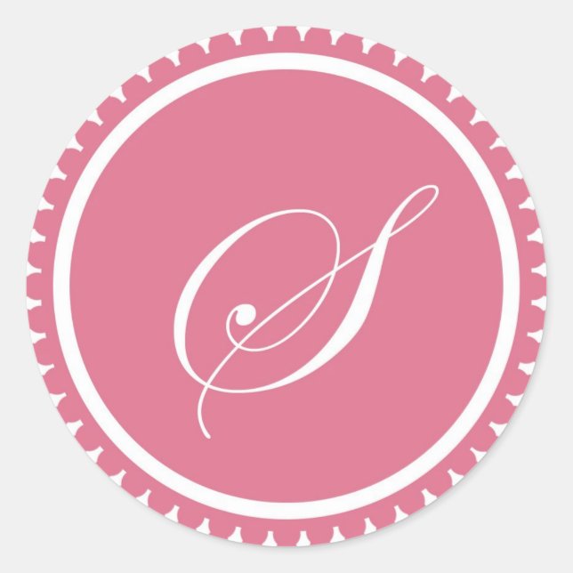 Initial S princess pink monogram seal party favour (Front)