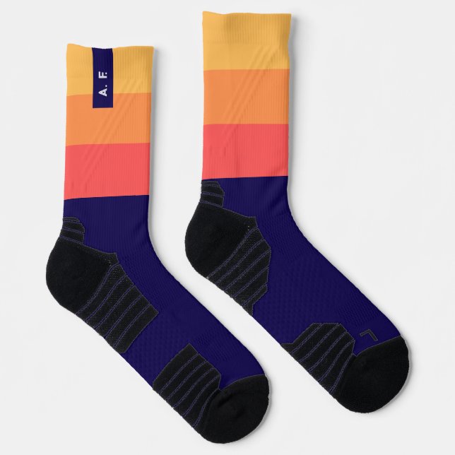 Initial striped socks. Personalised. Crew Socks (Right)