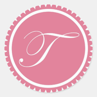 Initial T princess pink monogram seal party favour