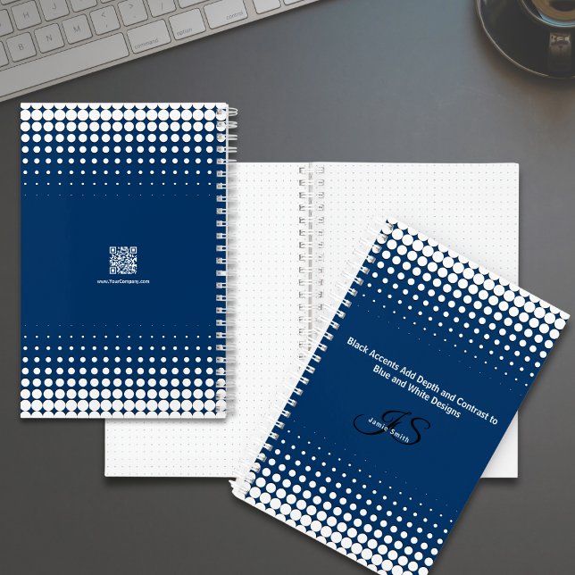 Initial Tagline Half Tone Blue White Personal Notebook (Initial Tagline Half Tone Blue White Personal Notebook)