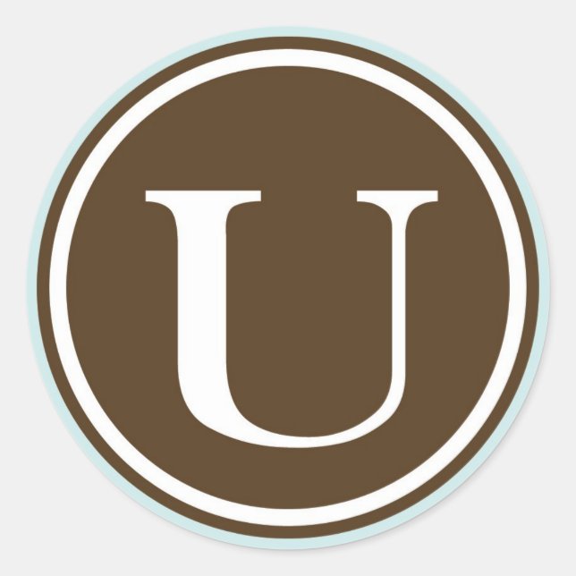 Initial U monogram circle letter seal party favour (Front)