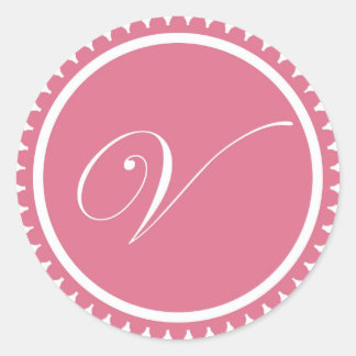 Initial V princess pink monogram seal party favour