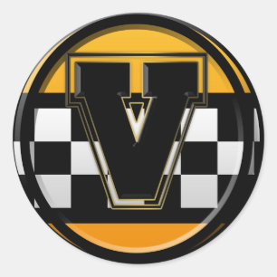 Initial V taxi driver Classic Round Sticker