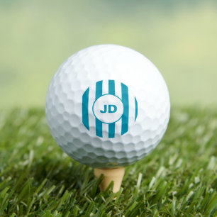 Initial Vintage Classic Sea Green & White Stripes Golf Balls