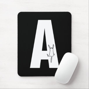 Initial w/ hanging cat doodle mouse pad