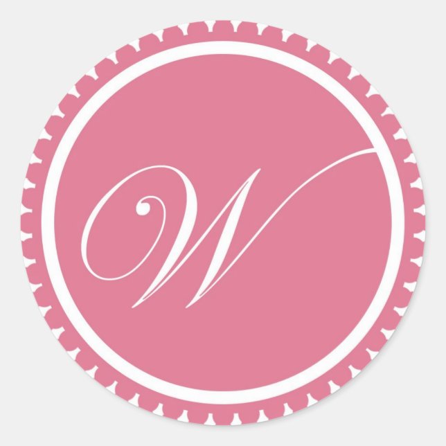 Initial W princess pink monogram seal party favour (Front)