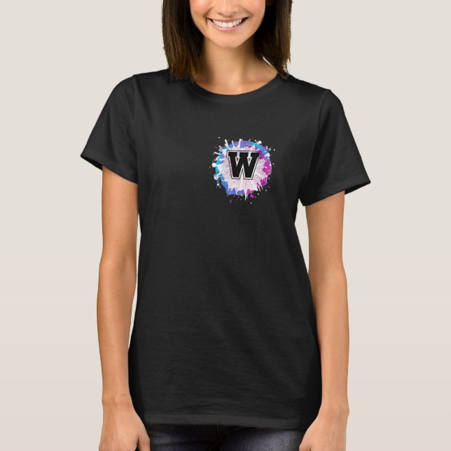 Initial W Rainbow Letter Alphabet Names Beginning  T-Shirt (Front)