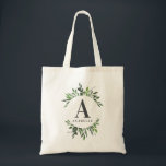 Initial watercolor foliage tote<br><div class="desc">Initial gold geometric watercolor foliage gift tote bag. Watercolor foliage and gold effect geometric details make this tote is the perfect gift.</div>
