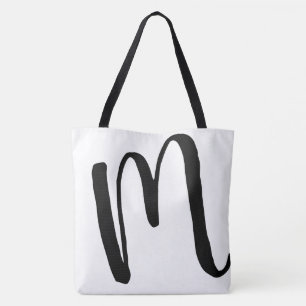 initial with name white simple & nice tote bag