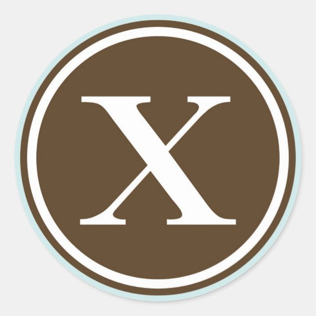 Initial X monogram circle letter seal party favour (Front)