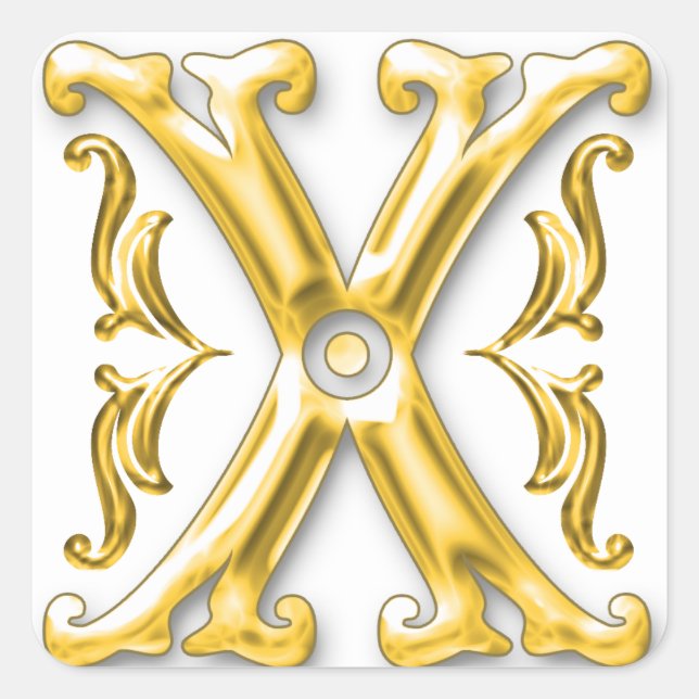 Initial X Stickers in Gold (Front)
