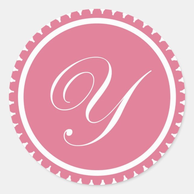 Initial Y princess pink monogram seal party favour (Front)