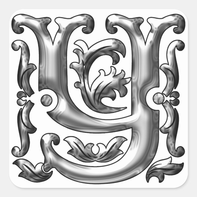 Initial Y Sticker in Silver (Front)