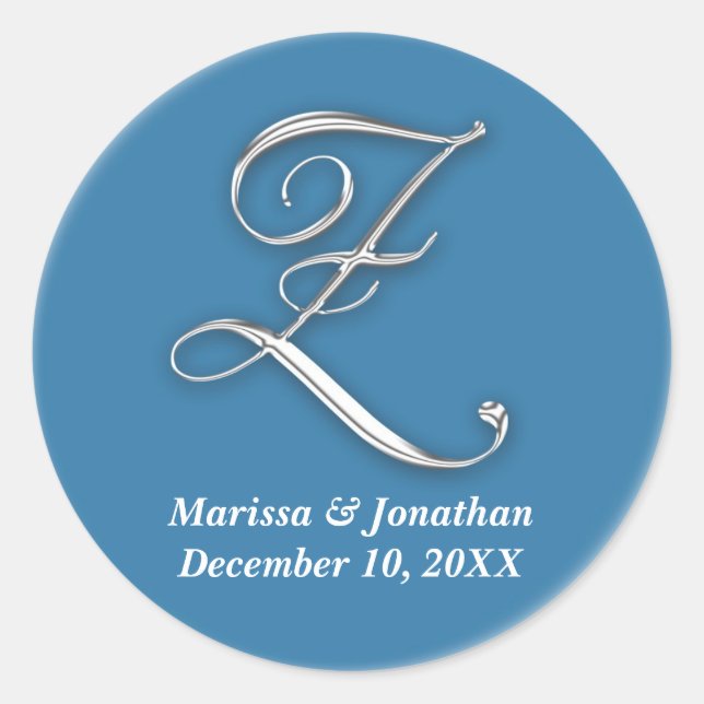 Initial Z blue monogram custom name favour seal (Front)