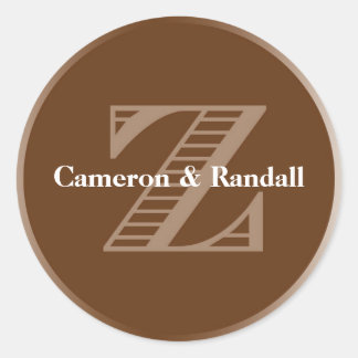 Initial Z brown monogram name tag party favour