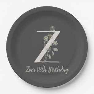 Initial Z With Soft colour flower Custom Classic P Paper Plate