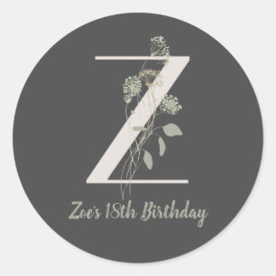 Initial Z With Soft colour flower Custom Classic Round Sticker