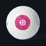 Initialed Callaway golf ball set with pink donut<br><div class="desc">Initialed Callaway golf ball set with pink donut logo. Personalized elegant monogram golf balls for men and women. Custom golf balls with your fancy name monogram print. Customizable template with monogrammed initial letters. Funny sports gift idea for golfers, golfing fans, tournament player, golf theme party, golf related wedding or Birthday....</div>