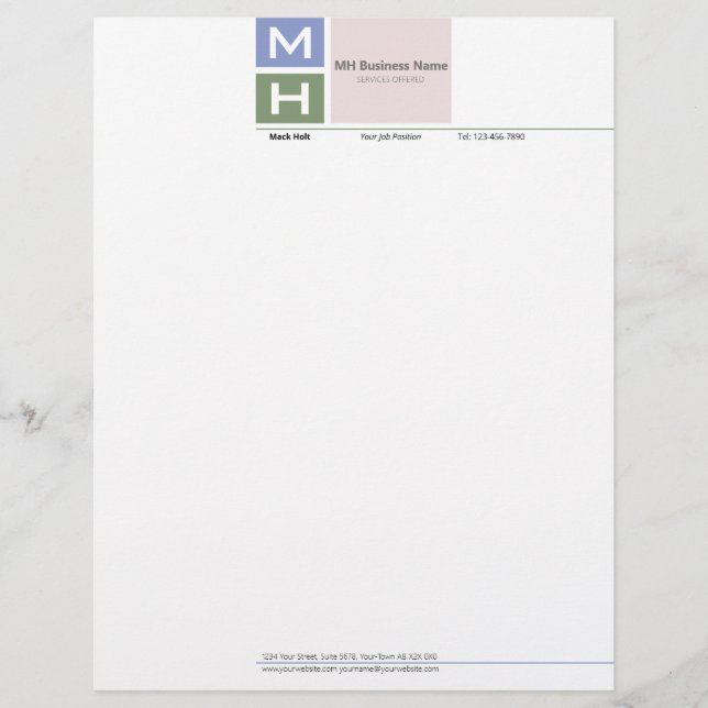 Initialised Cool Tone Blocks Letterhead (Front)