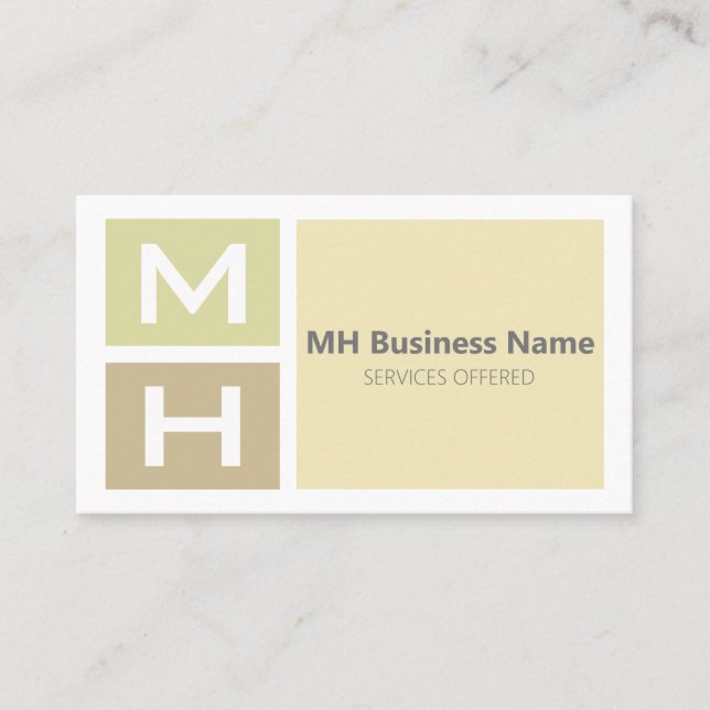 Initialised Warm Tone Blocks Business Card (Front)