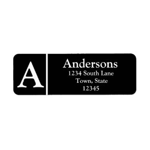 Initialled Black And White Return Address Label