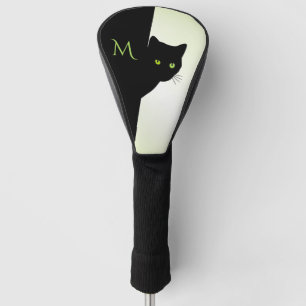 Initialled Green Eyed Black Cat Golf Head Cover