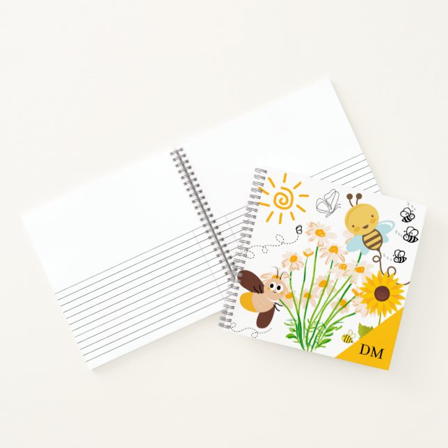 Initials Add your own image Bee favorite Cute Kids Notebook (Inside)