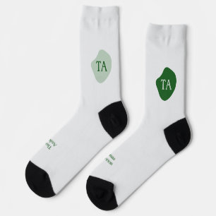 Initials and Name in Green on Green Bubble Socks