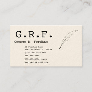Initials and Quill Point Pen Business Card