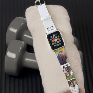 Initials and Year Est 3 Photo Strip Collage Apple Watch Band