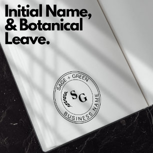 Initials Business Name Promotional Botanical Leave Rubber Stamp