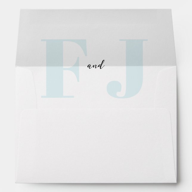 Initials • Chic Bold Modern Monogram Classic Blue Envelope (Back (Bottom))