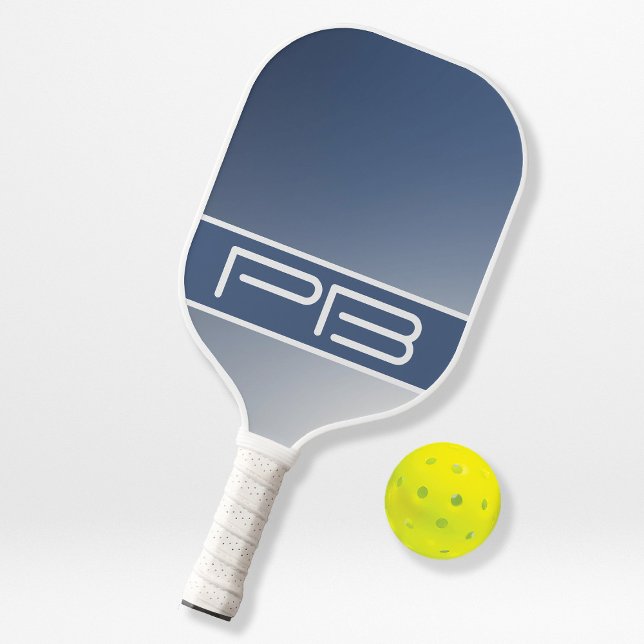 Initials Cool Modern Monogram Stylish Bold Blue Pickleball Paddle (Creator Uploaded)