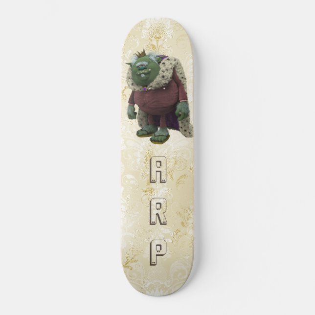*~* Initials Damask Royal Troll AP89 Skateboard (Front)