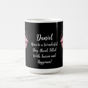Initials Editable Monogram Mesaje & Photo Black Coffee Mug
