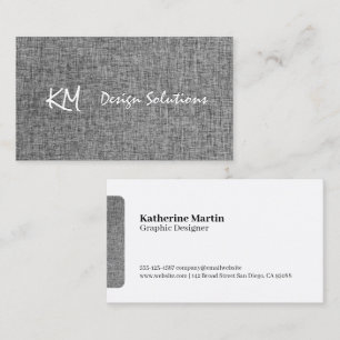 Initials   Fabric Grey Texture Background Business Card