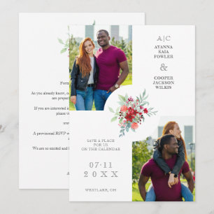 Initials Fancy Floral 2 Photos Colourful Bouquet Save The Date