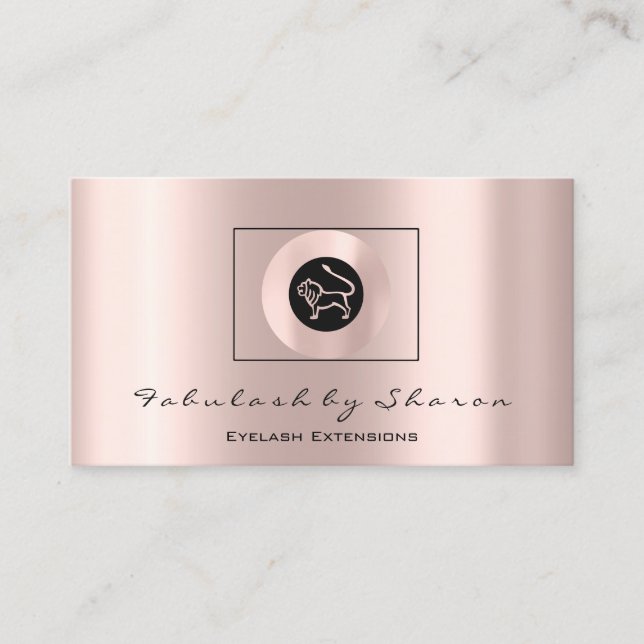 Initials Fashion Blogger Rose Logo  Zodiac LIon Business Card (Front)