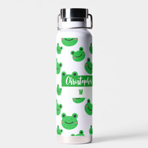 Initials Froggy Simple Modern Fun Water Bottle