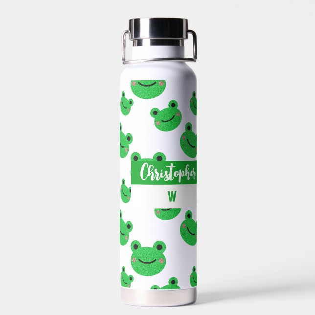 Initials Froggy Simple Modern Fun Water Bottle (Back)