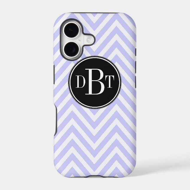 Initials Lilac Purple White Chevron Pattern (Back)