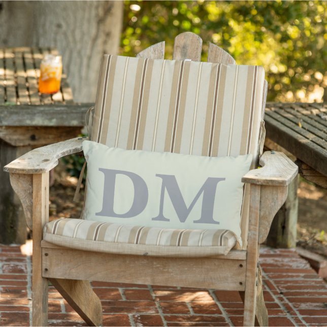 Initials modern letters Minimal style sage green Lumbar Cushion (Chair)