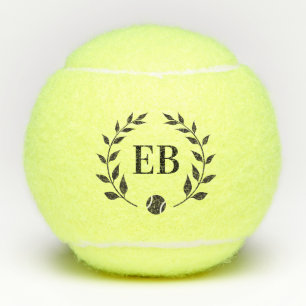 Initials Monogram Elegant Laurel Personalised Tennis Balls